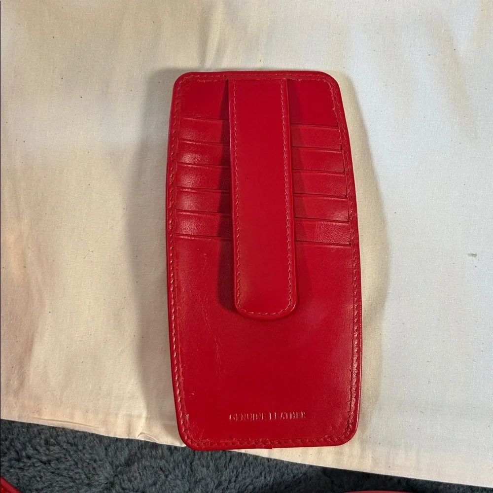 Anne Klein Red Quilted Handbag with Scarf Accent and unknown credit card holder